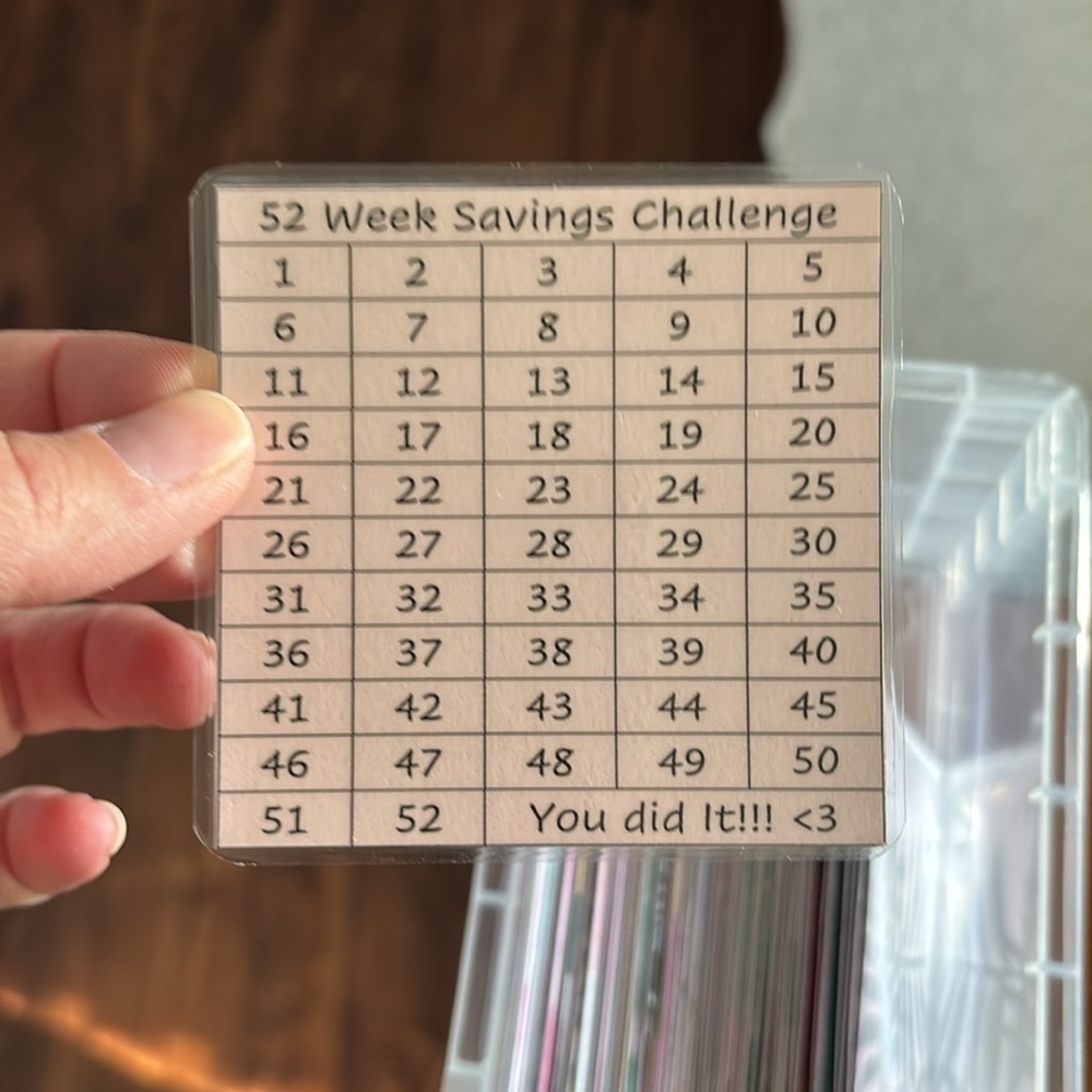 52 Week Savings Challenge Clear Storage Box with Colorful Cards - Picture 2 of 3